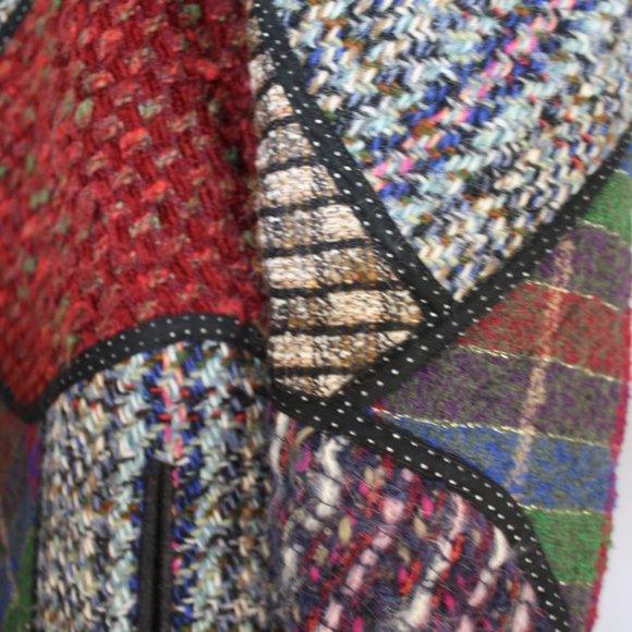 Vintage Koos Van Den Akker Women’s wool Coat Quilted Patchwork 80s sz 10, SMALL - Picture 7 of 12